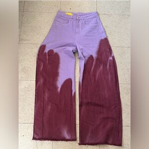 Marques Almeida purple high-waisted wide-leg jeans with tie-dye effect size 6